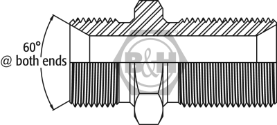 BSP male x BSP male bulkhead LESS LOCKNUT Drawing