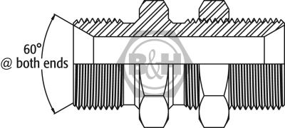 BSP male x BSP male bulkhead WITH LOCKNUT Drawing