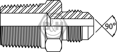 BSPT male x SAE 45° male external flare Drawing