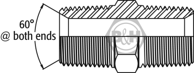BSPT male x BSPT male 60° cone both ends Drawing