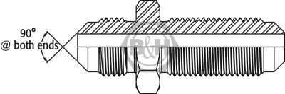 SAE male x SAE male 45° external flare bulkhead LESS LOCKNUT Drawing