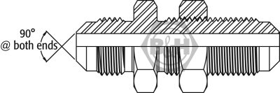 SAE male x SAE male 45° external flare bulkhead WITH LOCKNUT Drawing