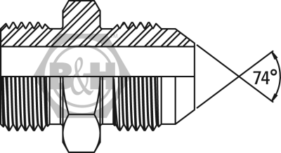 SAE O'ring boss male LESS O'RING x JIC male Drawing