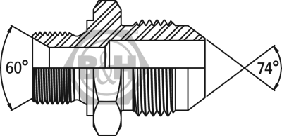 BSP male DIN 3852 Form A x JIC male Drawing