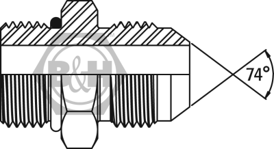 SAE O'ring boss male WITH O'RING x JIC male Drawing