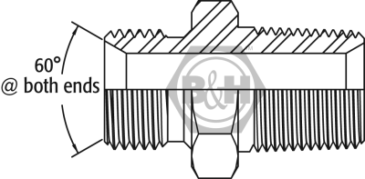 BSP male x BSPT 60° cone male Drawing