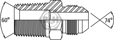 BSPT male 60° Cone x JIC male Drawing