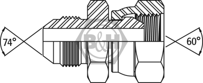 JIC male x BSP swivel female Drawing