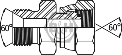 BSP male x BSP swivel female O'ring (Soft Seal) Drawing