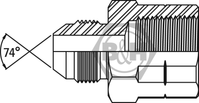 JIC male x NPTF fixed female extended Drawing