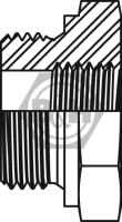 METRIC male 1.5mm pitch x BSP fixed female bush Drawing