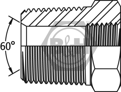 BSPT male 60° cone x BSPT fixed female bush Drawing