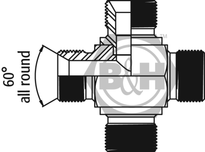 BSP male cross for bonded seal Drawing