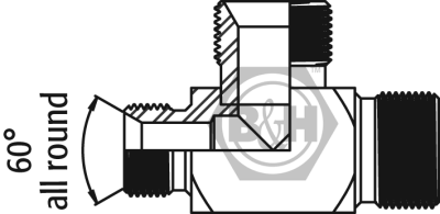 BSP male tee cone seating UNEQUAL Drawing