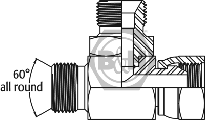 BSP male x BSP swivel female x BSP male branch tee HEXAGON INSERT Drawing