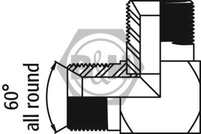 BSP male x BSP male 90° compact elbow Drawing
