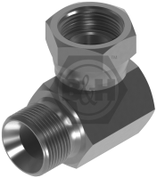 BSP male for bonded seal x BSP swivel female 90° compact elbow