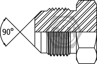 SAE plug 45° cone external flare Drawing