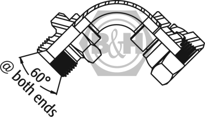 BSP male x BSP swivel female O'ring (Soft Seal) 90° swept elbow Drawing