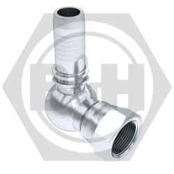 JIC swivel female x hose-tail 90° compact