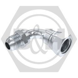 JIC male x BSP swivel female 90° swept elbow