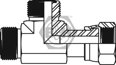 ORFS male x ORFS swivel female x ORFS male tee Drawing