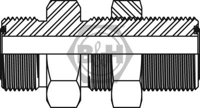 ORFS Male x ORFS Male Bulkhead With Locknut Drawing