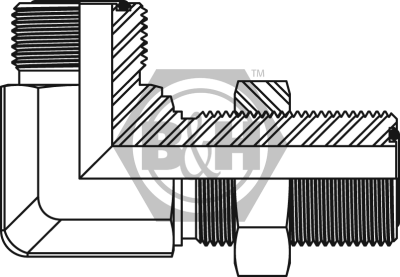 ORFS male x ORFS male Bulkhead 90° with Locknut Drawing