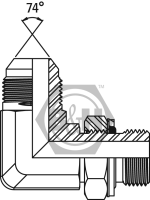 JIC male x METRIC male 1.5mm positional 90° forged elbow Drawing