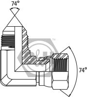 JIC male x JIC swivel female 90° forged compact elbow Drawing