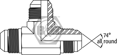 JIC male forged tee Drawing