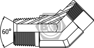 NPTF male x NPTF fixed female 45° Forged Elbow Drawing