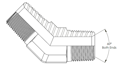 NPTF male x NPTF male 45° Forged Elbow Drawing