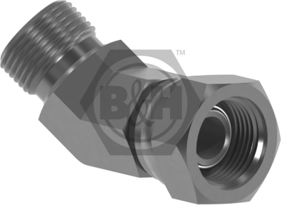 BSP male x BSP swivel female O'ring seal 45° forged compact elbow (Soft Seal)