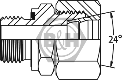 METRIC male (S Series) x BSP male captive seal for 3869 - Complete Drawing