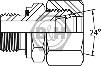 METRIC male (S Series) x BSP male captive seal for 3869 - Body Only Drawing