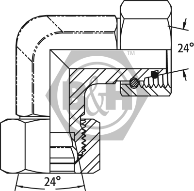 METRIC male x METRIC female DKO 90° C (L Series) - Complete Drawing