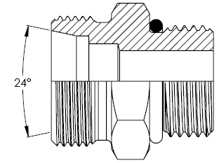 METRIC male (L Series) x SORB male - BODY ONLY C/W O Ring Drawing
