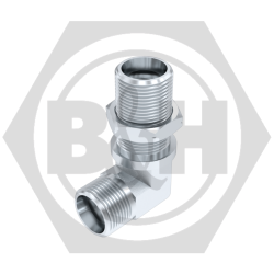 METRIC male x METRIC male BULKHEAD 90° (S Series) WITH LOCKNUT - BODY